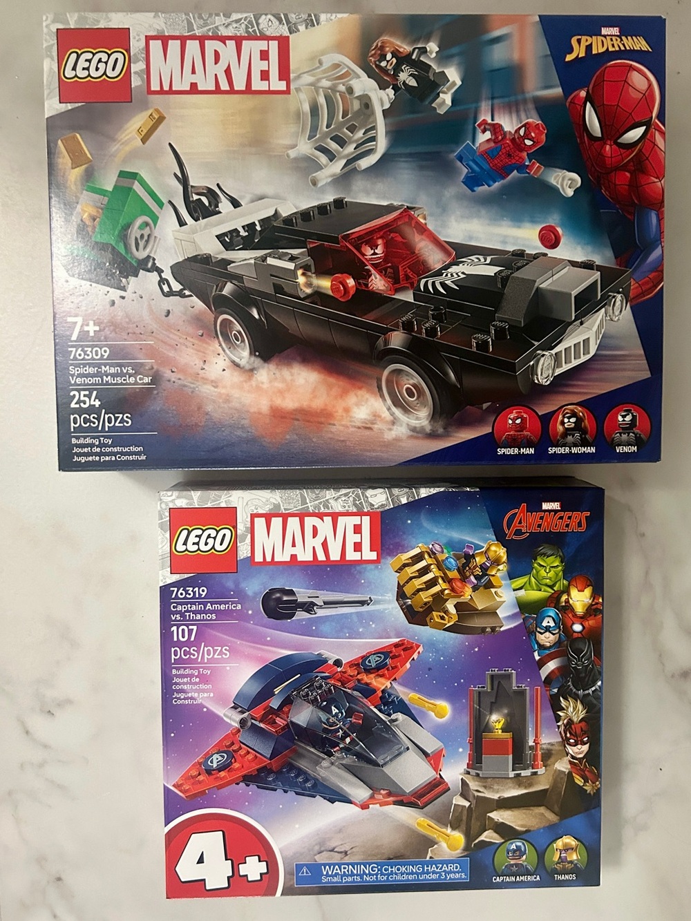 TWO New LEGO Marvel Building Toy Sets: Avengers & Spiderman • 354 Pcs • Unopened